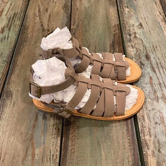 BP. Britt Gladiator Sandal, Taupe Leather, Womens Size 5 Strappy Flats - Picture 8 of 9